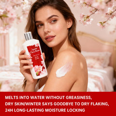 Vital Luxury Cherry Blossom Body Cream close-up emphasizes hydrating texture.