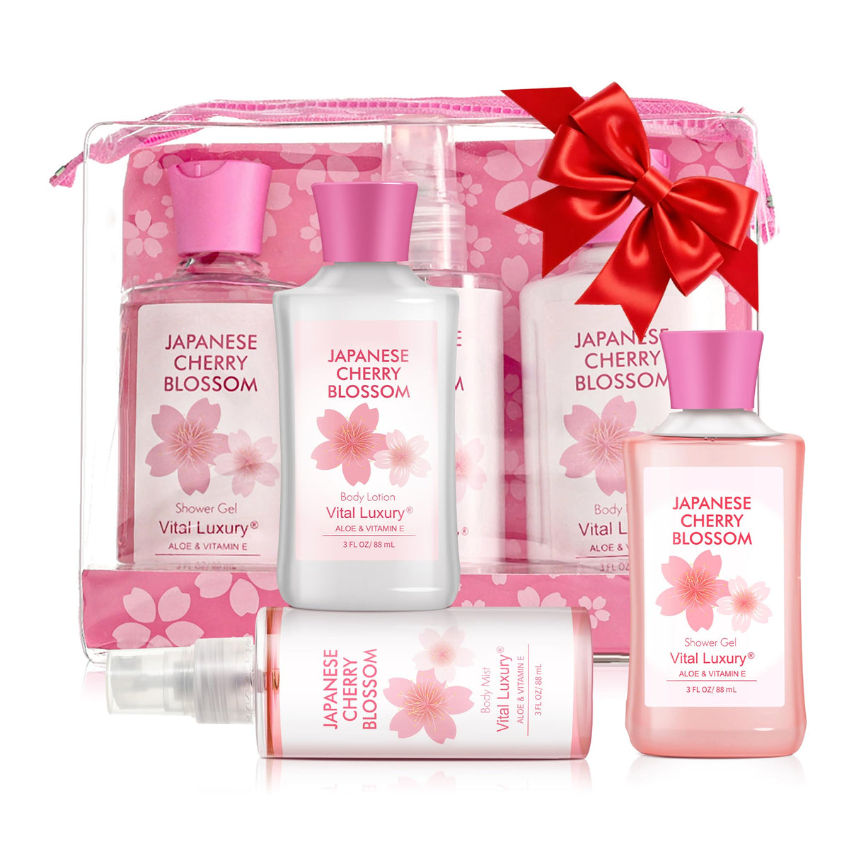 Vital Luxury Japanese Cherry Blossom gift set packaging, ideal for gifting on special occasions.