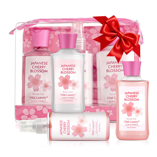 Vital Luxury Japanese Cherry Blossom gift set packaging, ideal for gifting on special occasions.