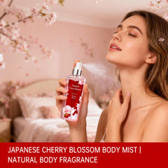Vital Luxury Japanese Cherry Blossom Body Mist close-up highlighting fragrance notes.