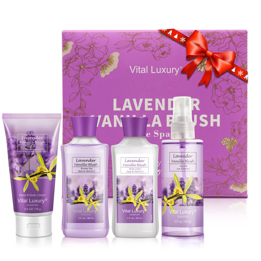 Vital Luxury Lavender Vanilla Blush Shower Gel: refreshing cleanse with calming lavender scent.