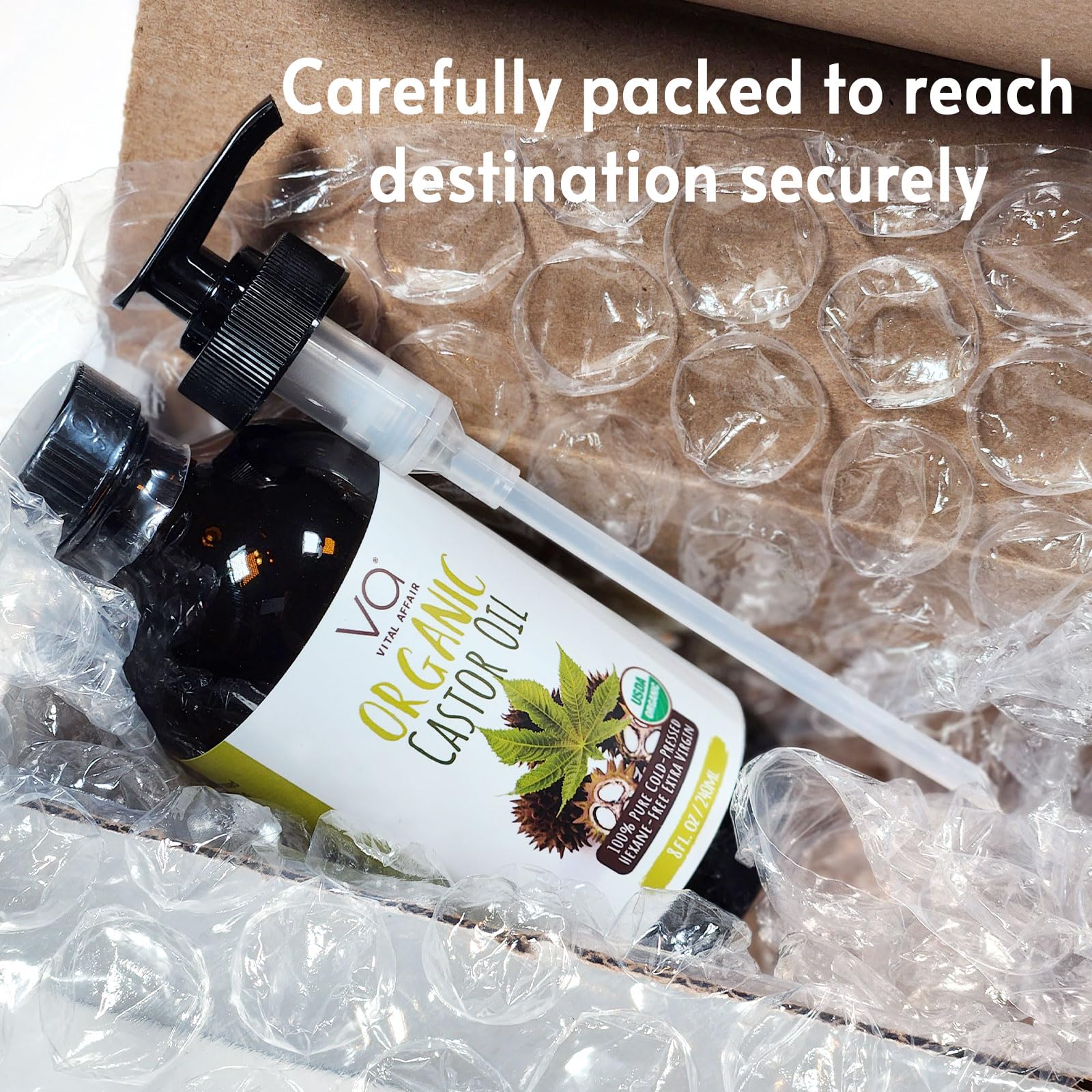 VITAL AFFAIR label close-up on glass bottle signals quality packaging