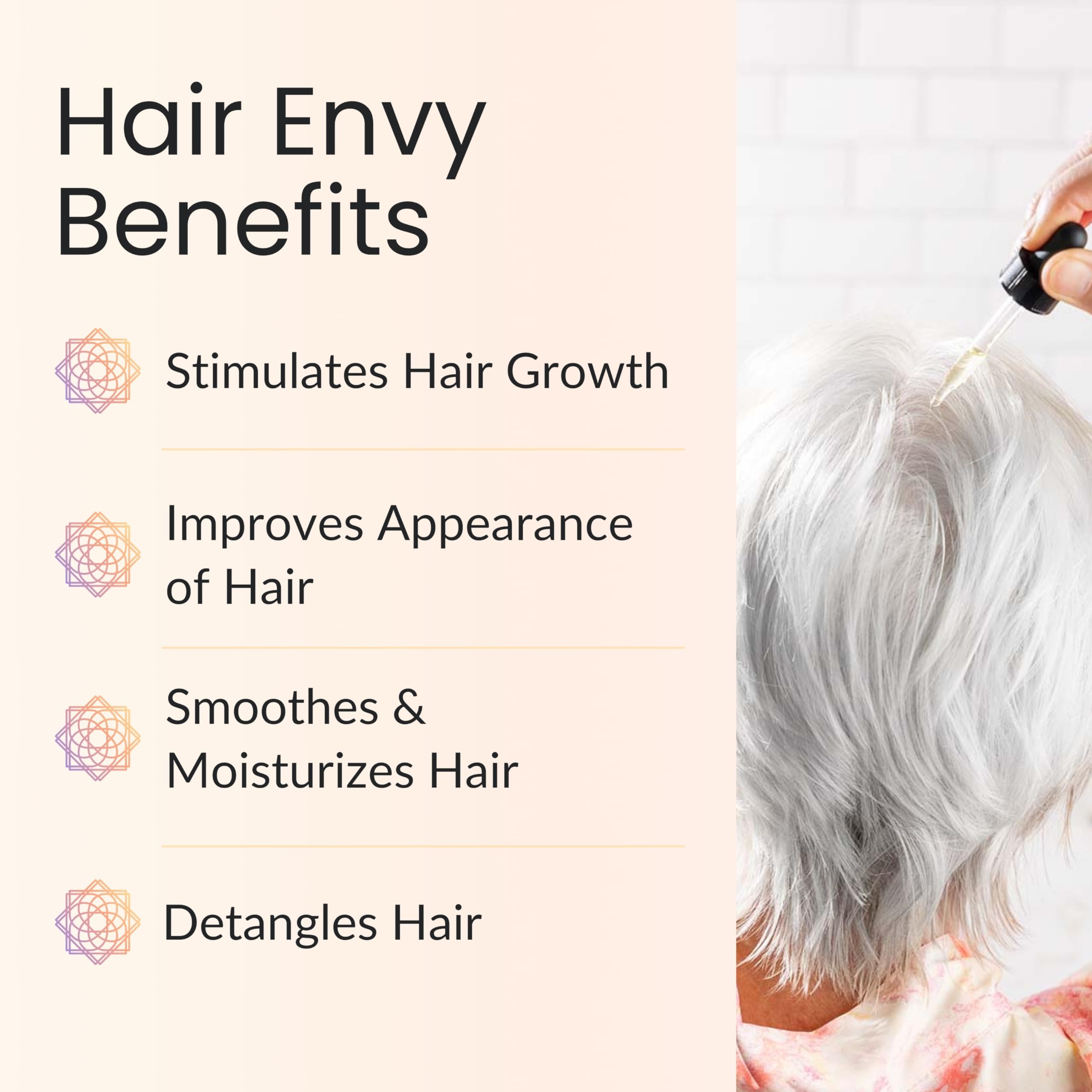 Vitality Hair Envy pump dispense shot emphasizes easy, mess-free application