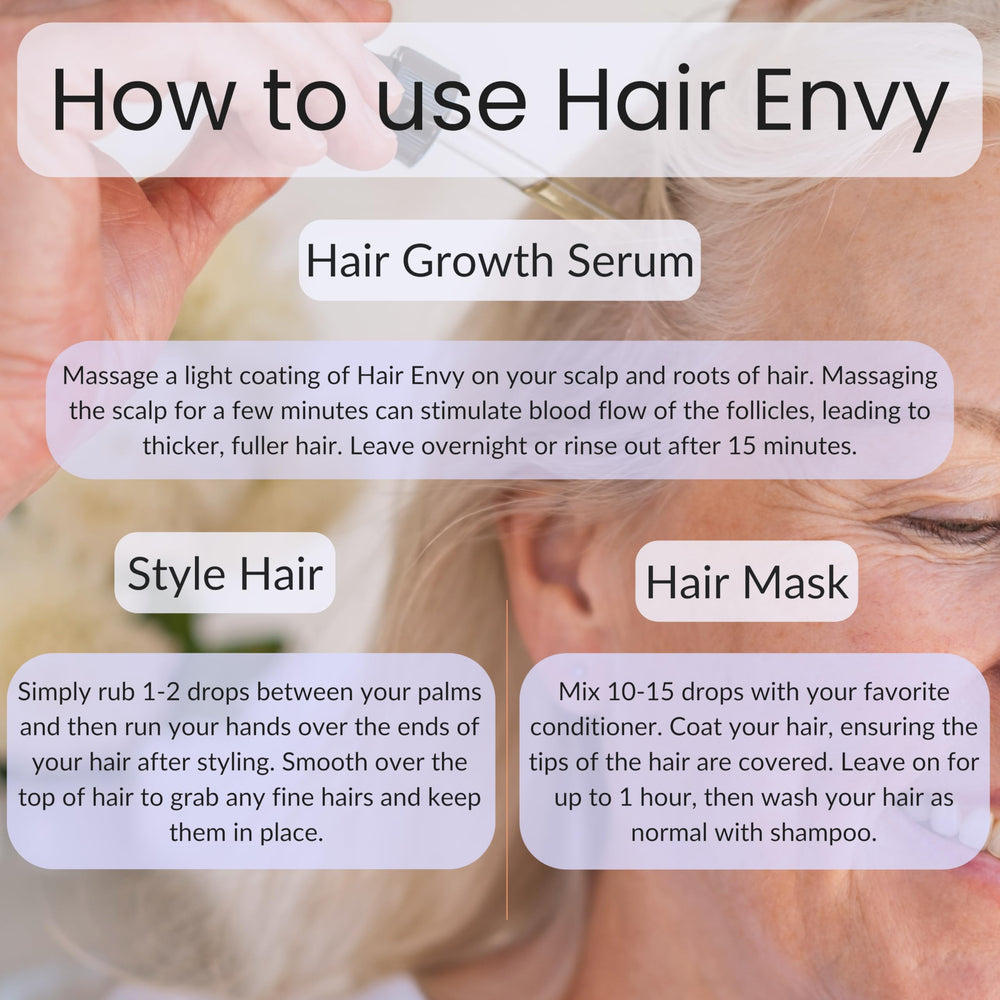 Vitality Hair Envy scalp massage scene conveys soothing, nourishing routine