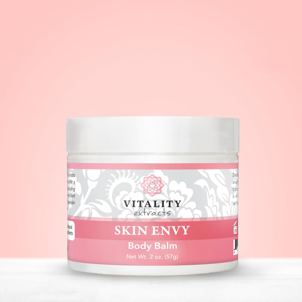 Vitality Skin Envy Balm with beeswax seals in moisture for lasting comfort.