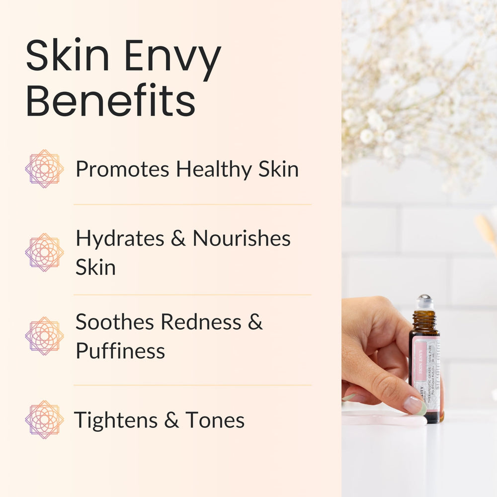 Vitality Skin Envy ingredients blend featuring coconut oil and essential oils for nourishment.