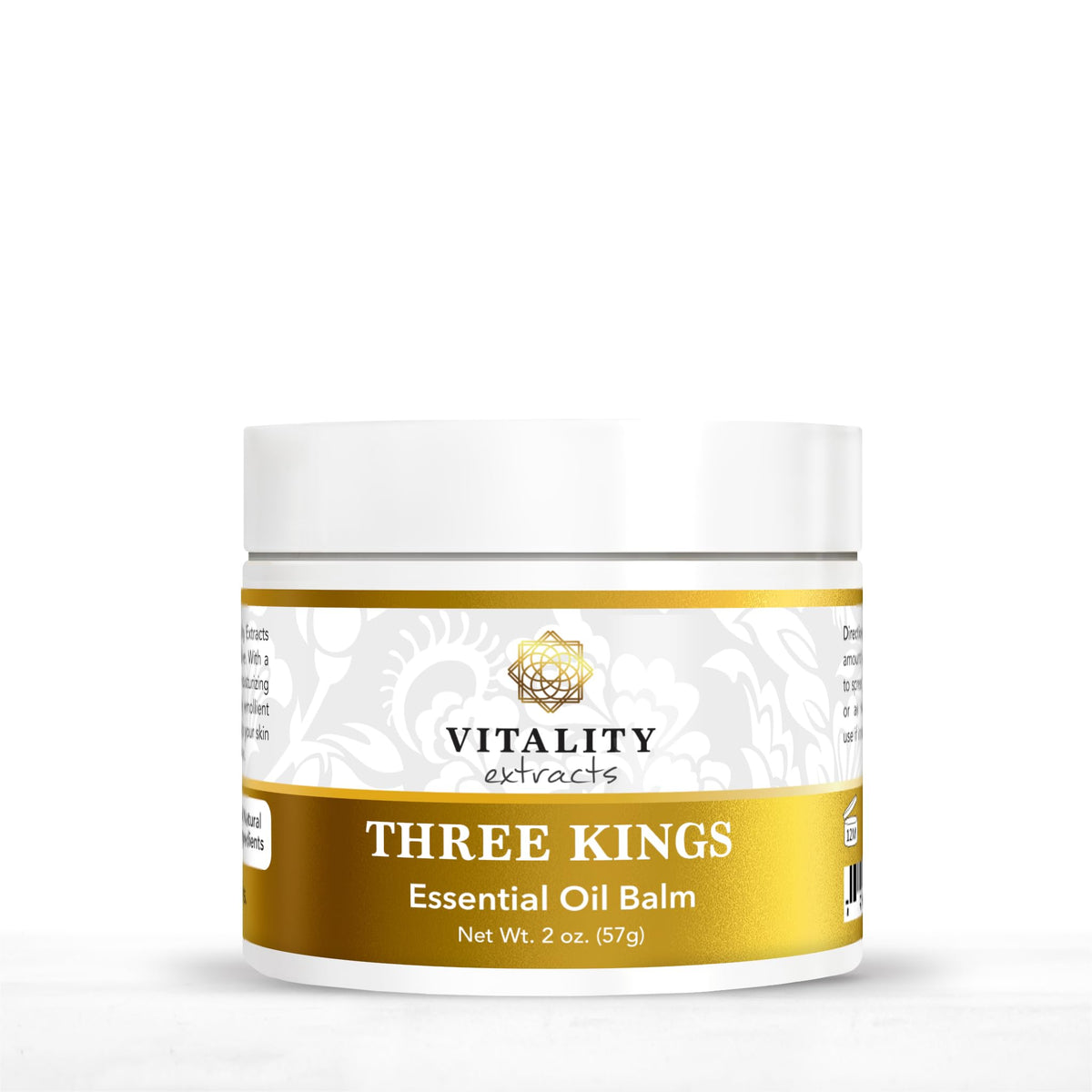 Vitality Three Kings Balm jar front, ultra hydration for dry skin.