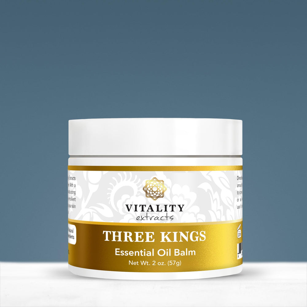 Vitality Three Kings Balm texture melting on skin, lasting moisture.