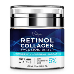 Vitalysin face moisturizer packaging showcases premium aging-skin care in a sleek bottle.