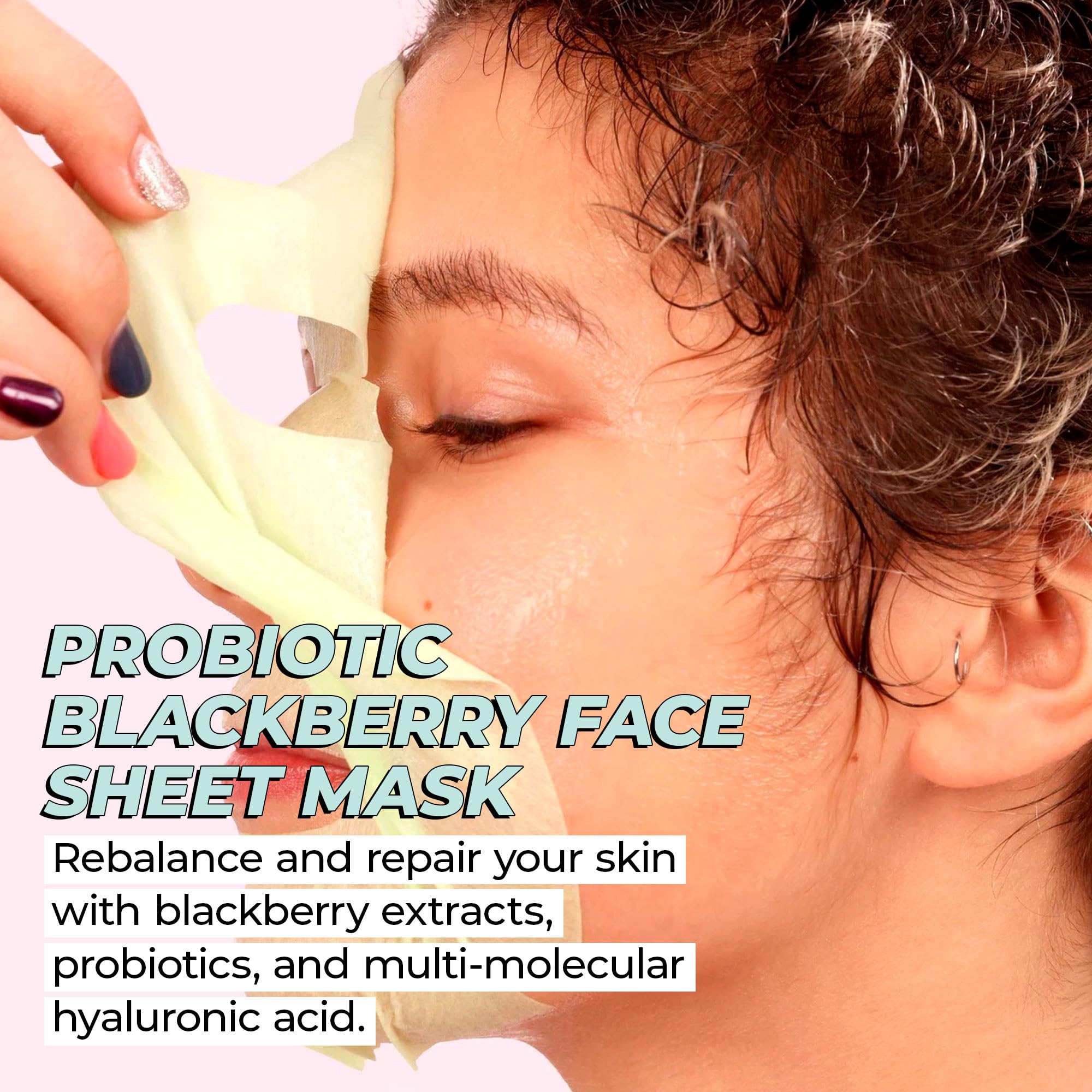 Vitamasques probiotic blackberry mask being applied for soothing hydration
