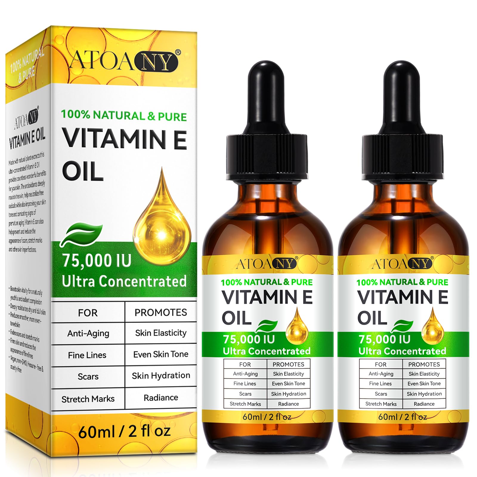 Vitamin E oil 2-pack bottle front for nourishing skin