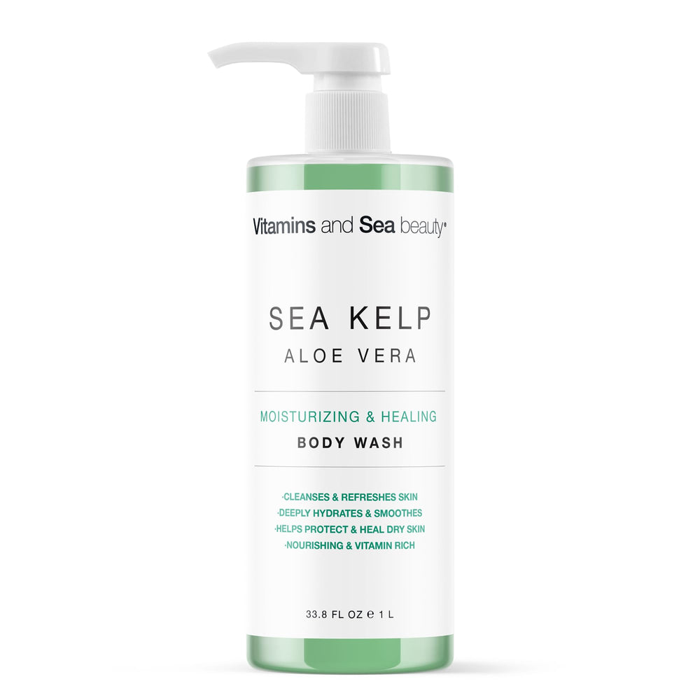 VITAMINS AND SEA BEAUTY moisturizing body wash bottle front view highlighting hydration