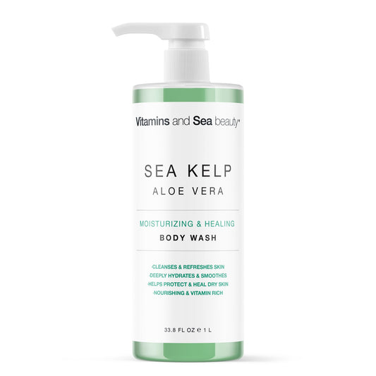 VITAMINS AND SEA BEAUTY moisturizing body wash bottle front view highlighting hydration