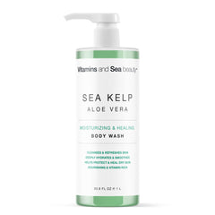 VITAMINS AND SEA BEAUTY moisturizing body wash bottle front view highlighting hydration