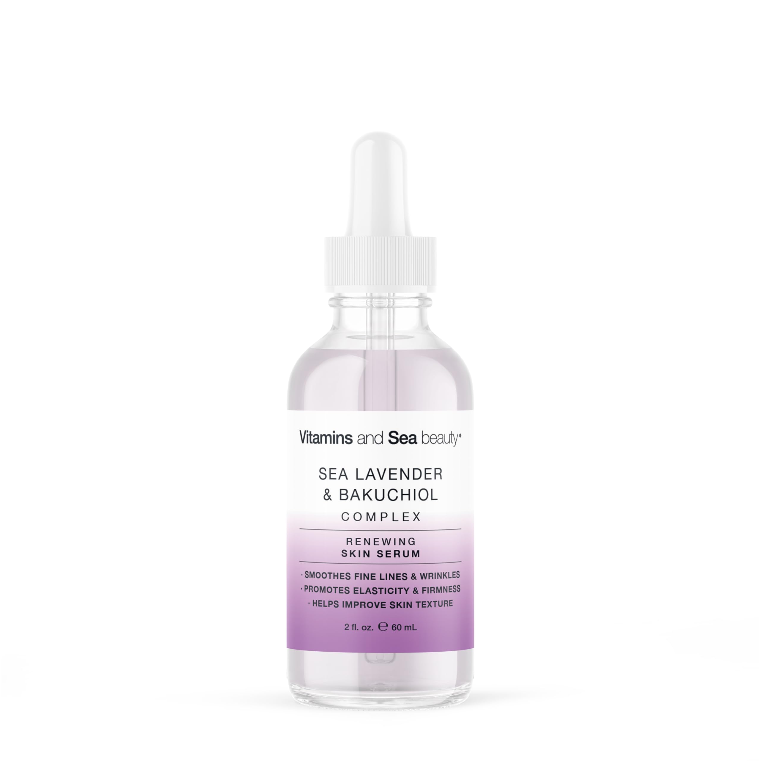 VITAMINS AND SEA BEAUTY Renewing Serum sea lavender bottle; promotes smoother skin texture.