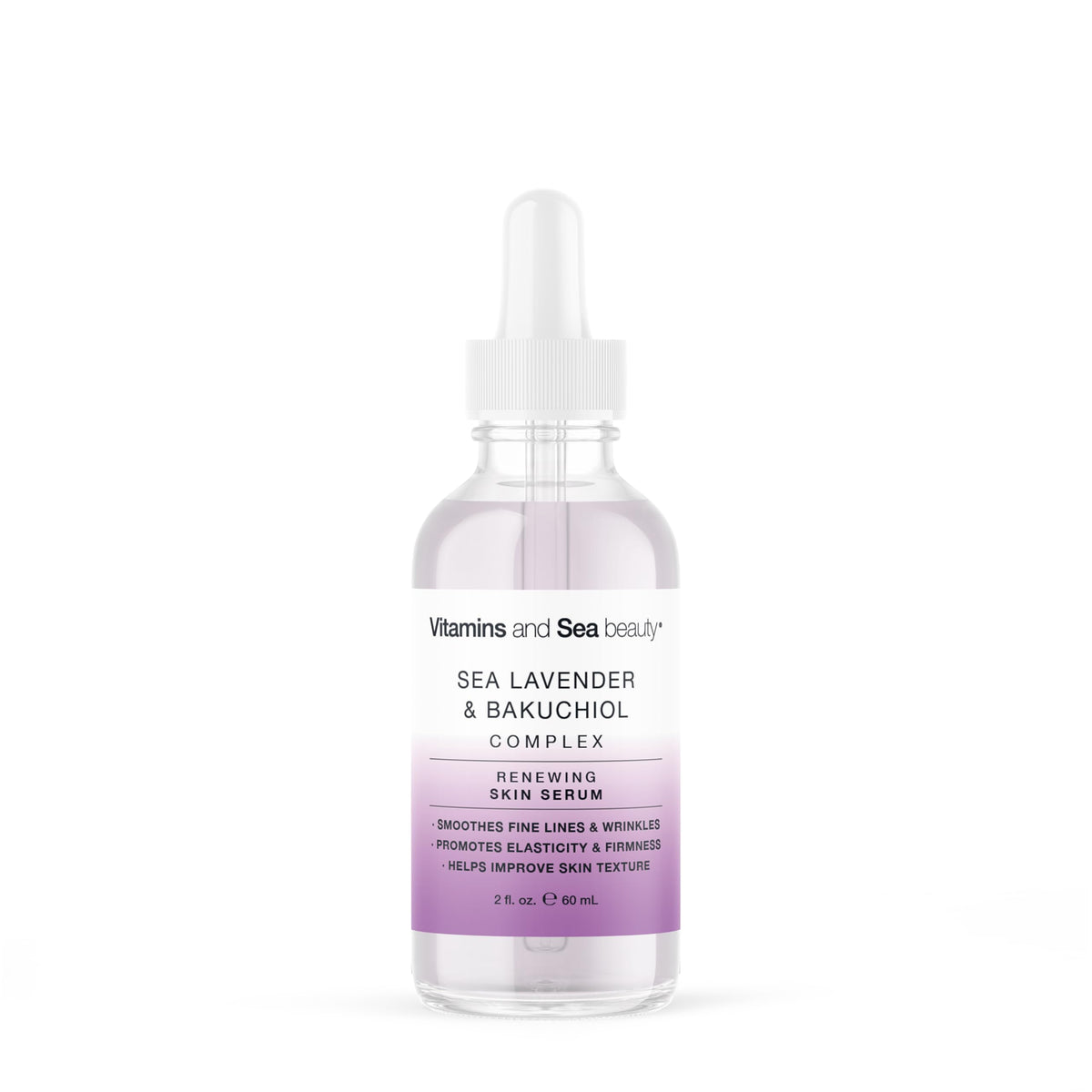 VITAMINS AND SEA BEAUTY Renewing Serum sea lavender bottle; promotes smoother skin texture.