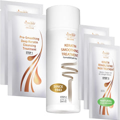 VITAMINS Hair Cosmetics Keratin Straightening Kit bottle with pump for easy at-home smoothing