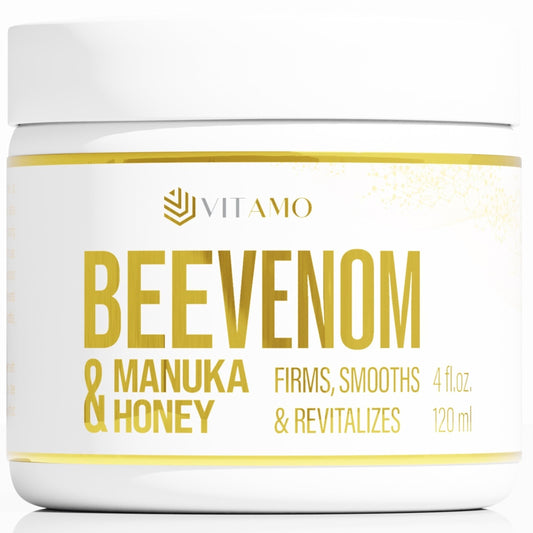 Vitamo Bee Venom Cream bottle showing premium packaging and hydration