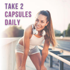 Vitamo capsules close-up indicating support for hair strength and growth.