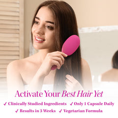 Saw palmetto capsules featured as part of Lustriva's hair support blend