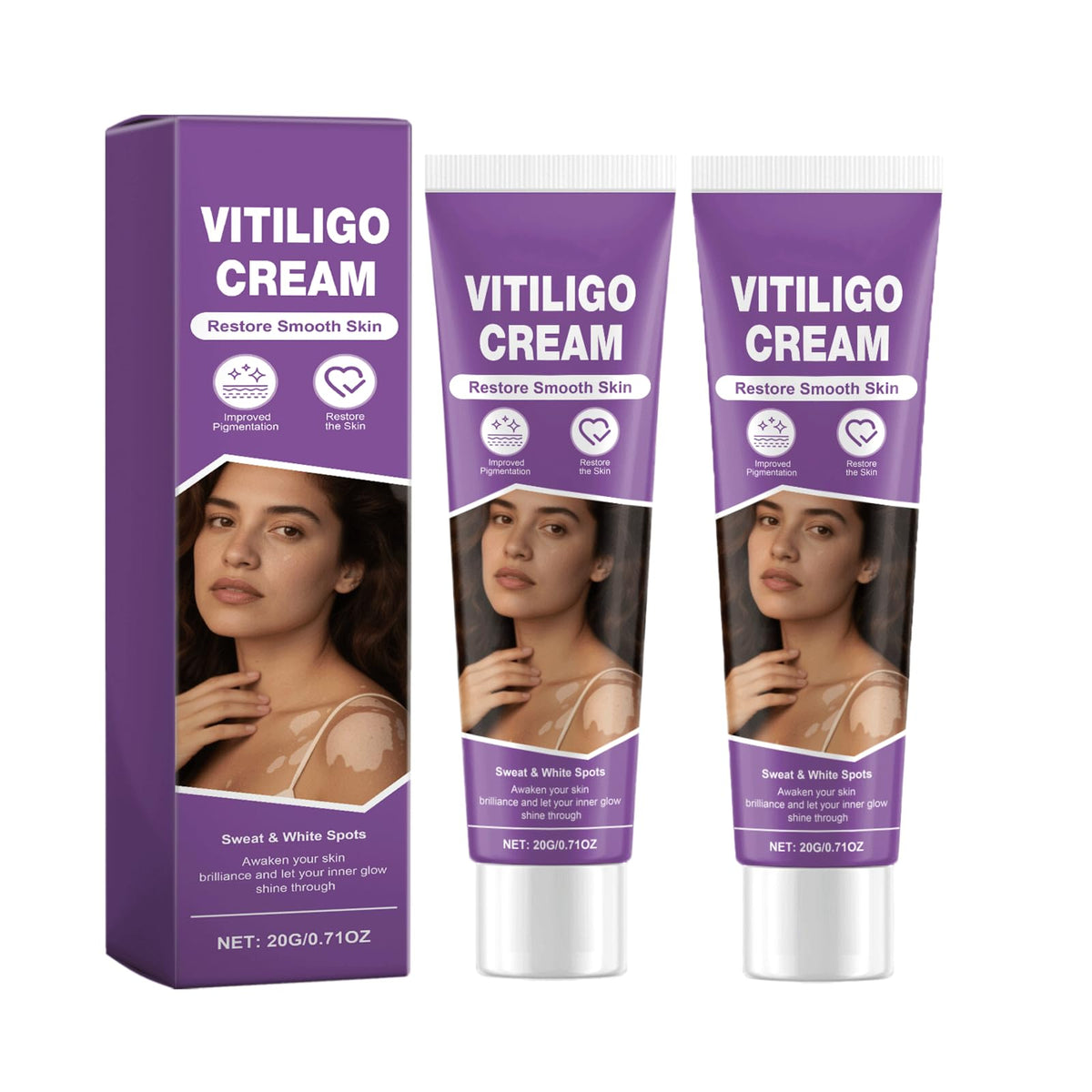 Vitiligo Cream packaging box for easy daily use.