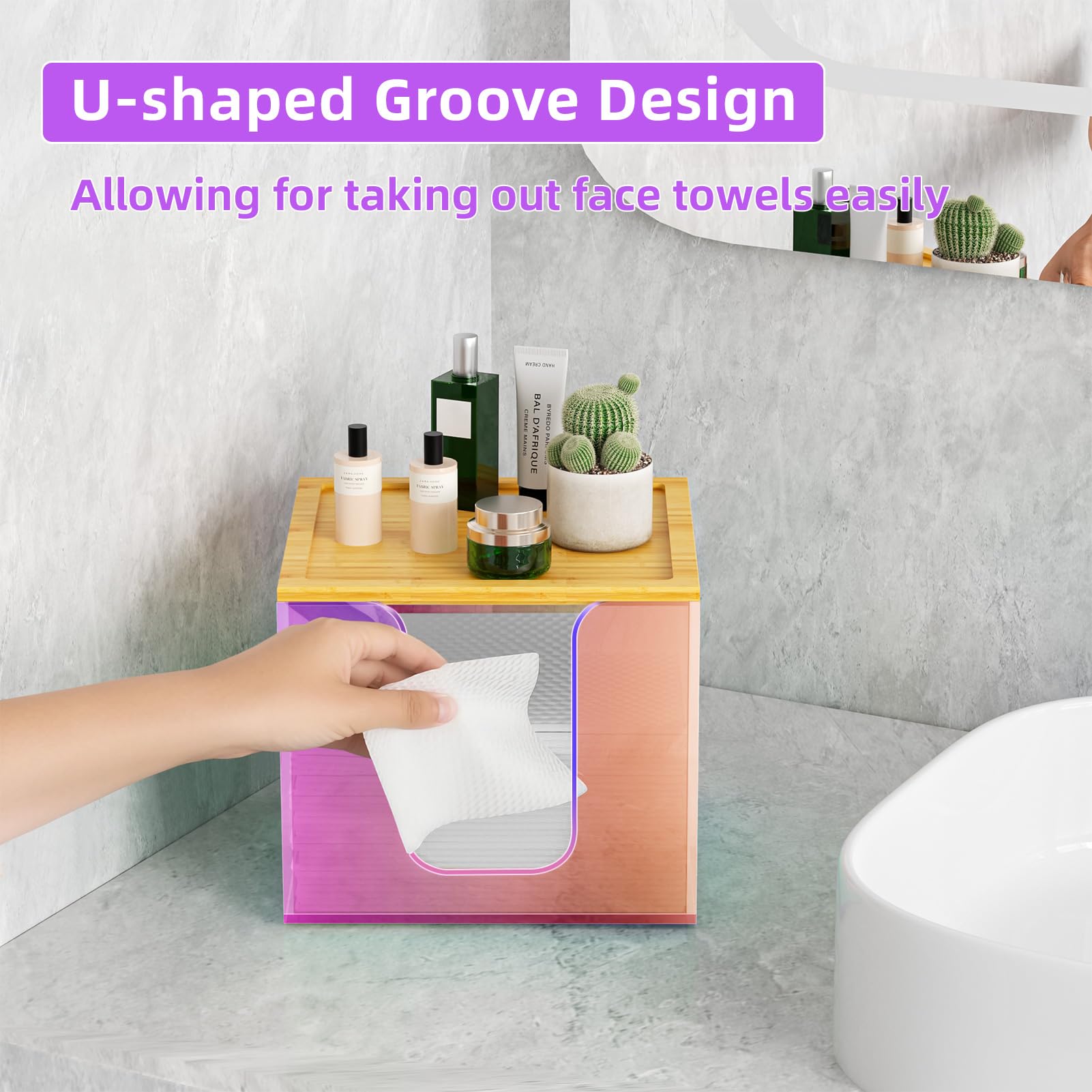 VITVITI bamboo lid storage area keeps makeup essentials neatly organized.
