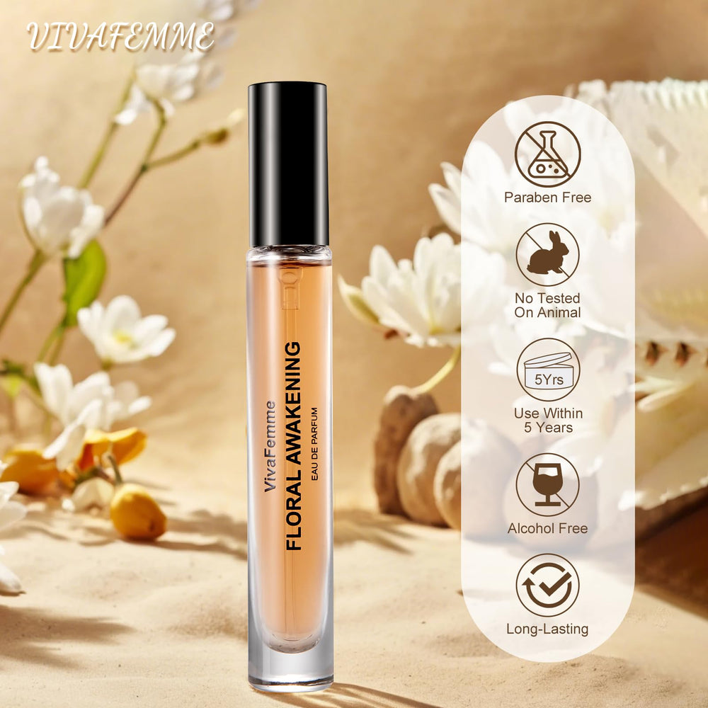 VivaFemme bottle closeup with visible floral notes and freshness