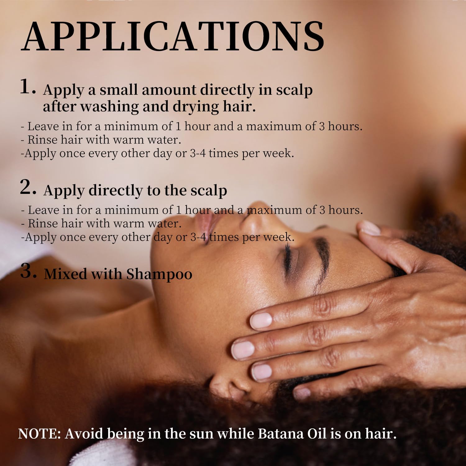 Vivccon Batana Oil being applied with comb demonstrates detangling and shine