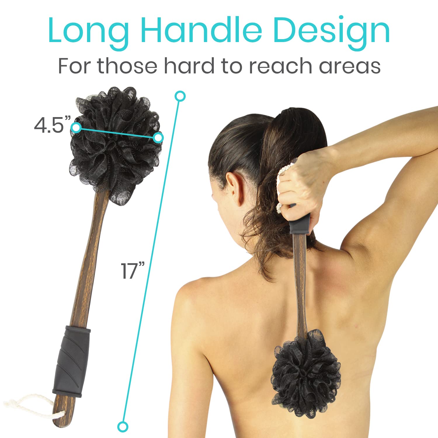 Vive firm handheld loofah for effective exfoliation on rough areas