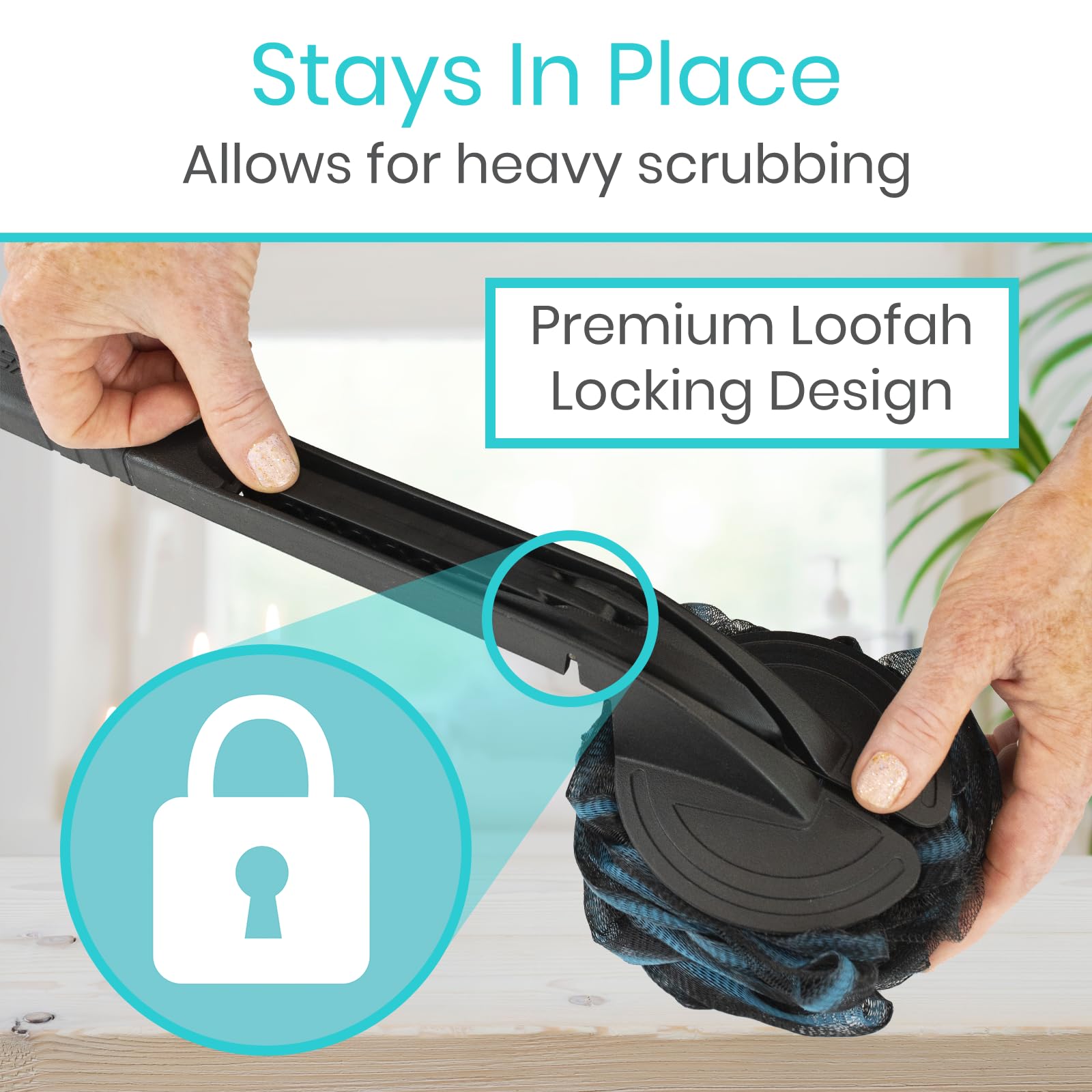 Vive interchangeable loofah attachments swap textures for different areas