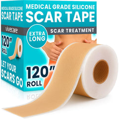 Vive Care silicone scar sheet roll closeup showing medical-grade silicone for gentle coverage