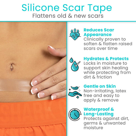 Vive Care silicone scar sheet roll cut-to-fit demonstrates customized scar management