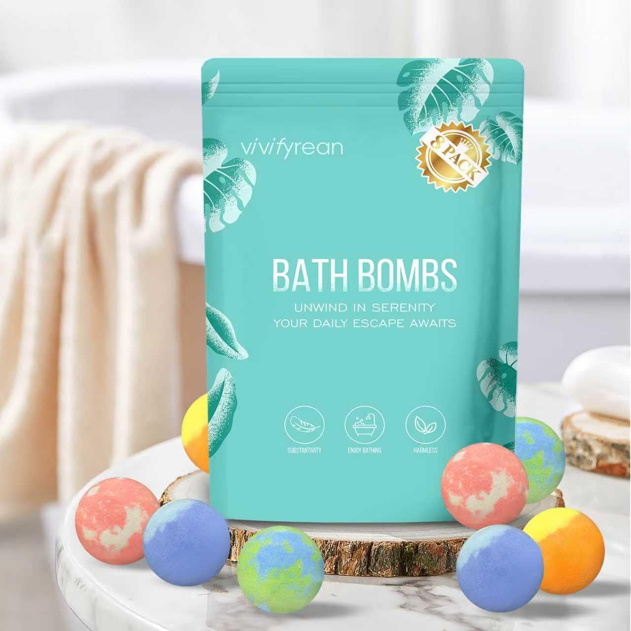 Vivifyrean Eucalyptus and Mint bomb fragrance delivering a refreshing bath experience