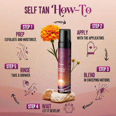 Vivitan mousse being applied with smooth, even motion on skin
