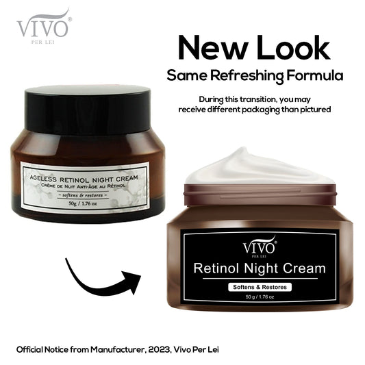 Vivo Per Lei Retinol Night Cream packaging close-up signaling premium night care
