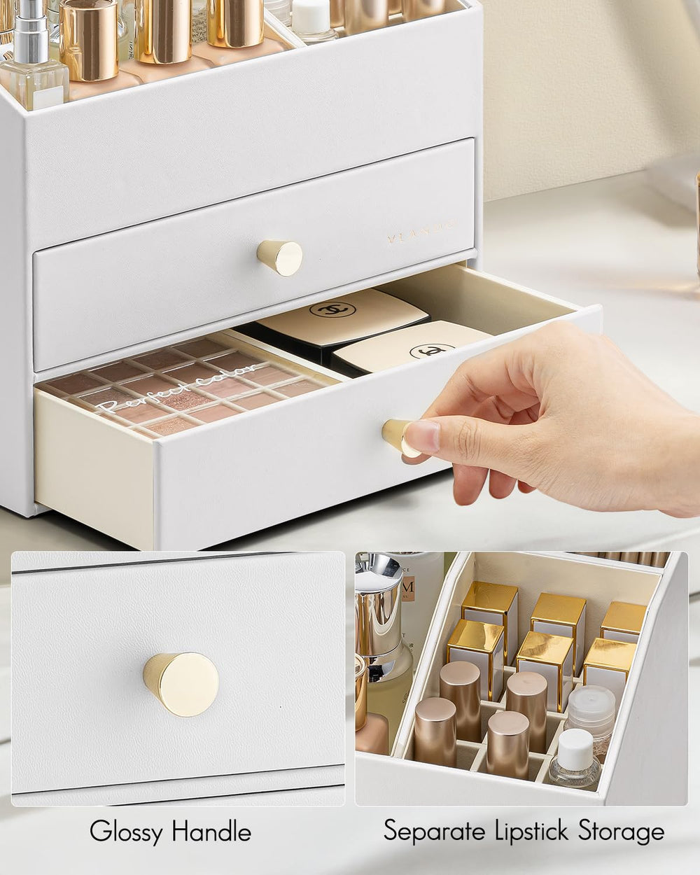 Removable lipstick holder helps daily routines stay tidy