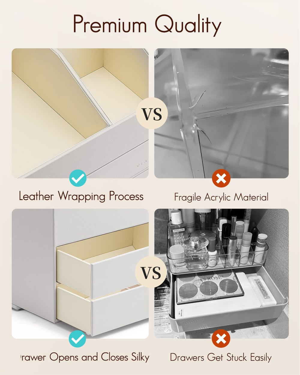 Elegant vanity organizer that complements dresser decor