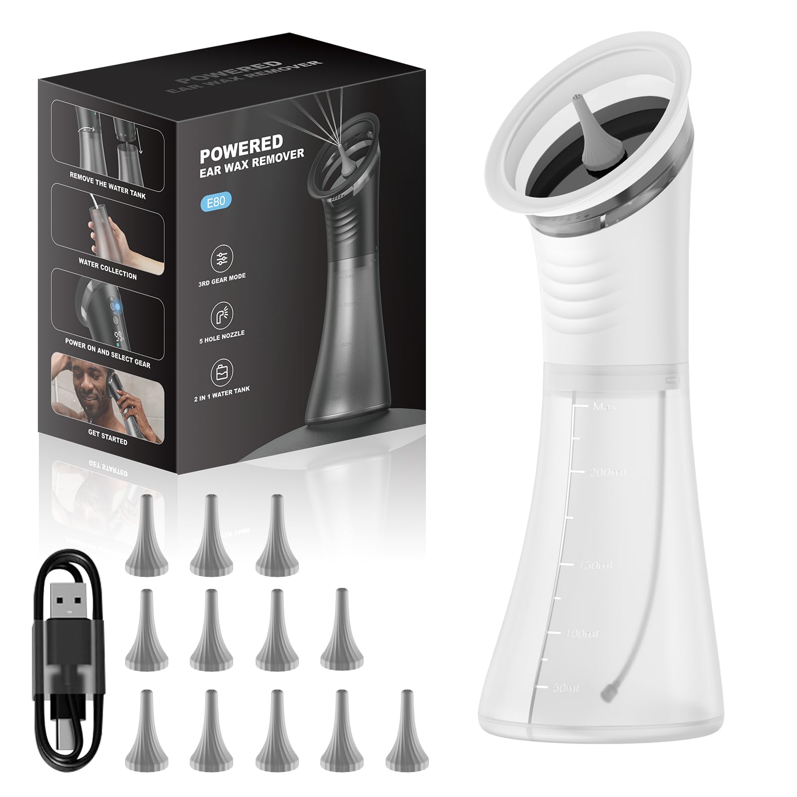 VLINGQI upgraded ear wax removal with LED display for precise control during cleaning.