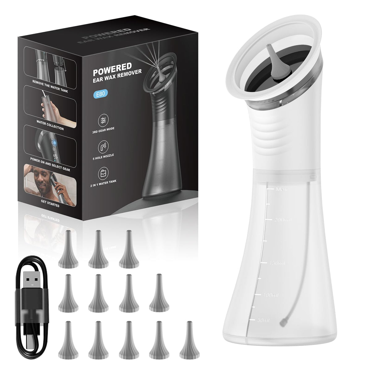 VLINGQI upgraded ear wax removal with LED display for precise control during cleaning.