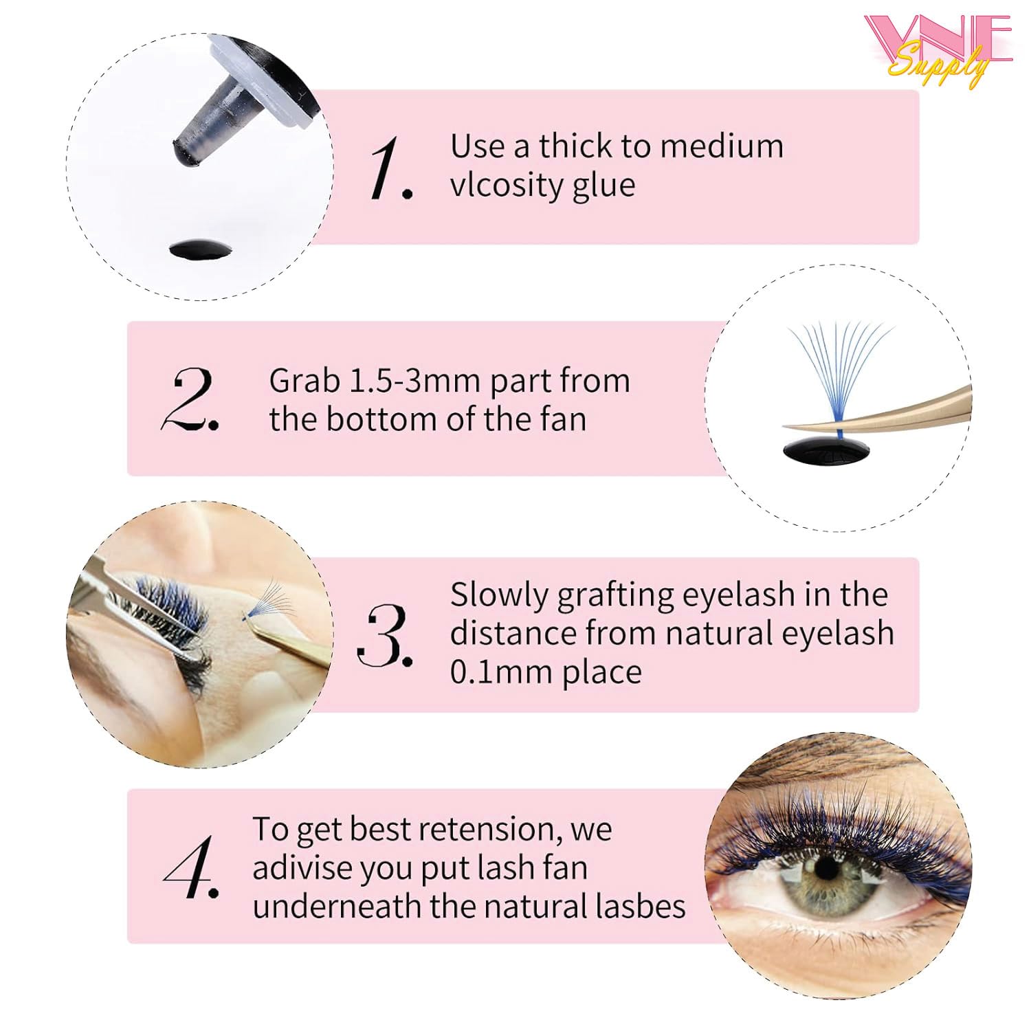 VNESUPPLY foiled backs enable clean removal with minimal lash disturbance.