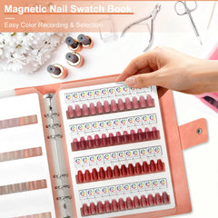 vnjaoi 144-magnetic-nail-swatch-book swatch pages detachable to keep colors organized and easy to compare.