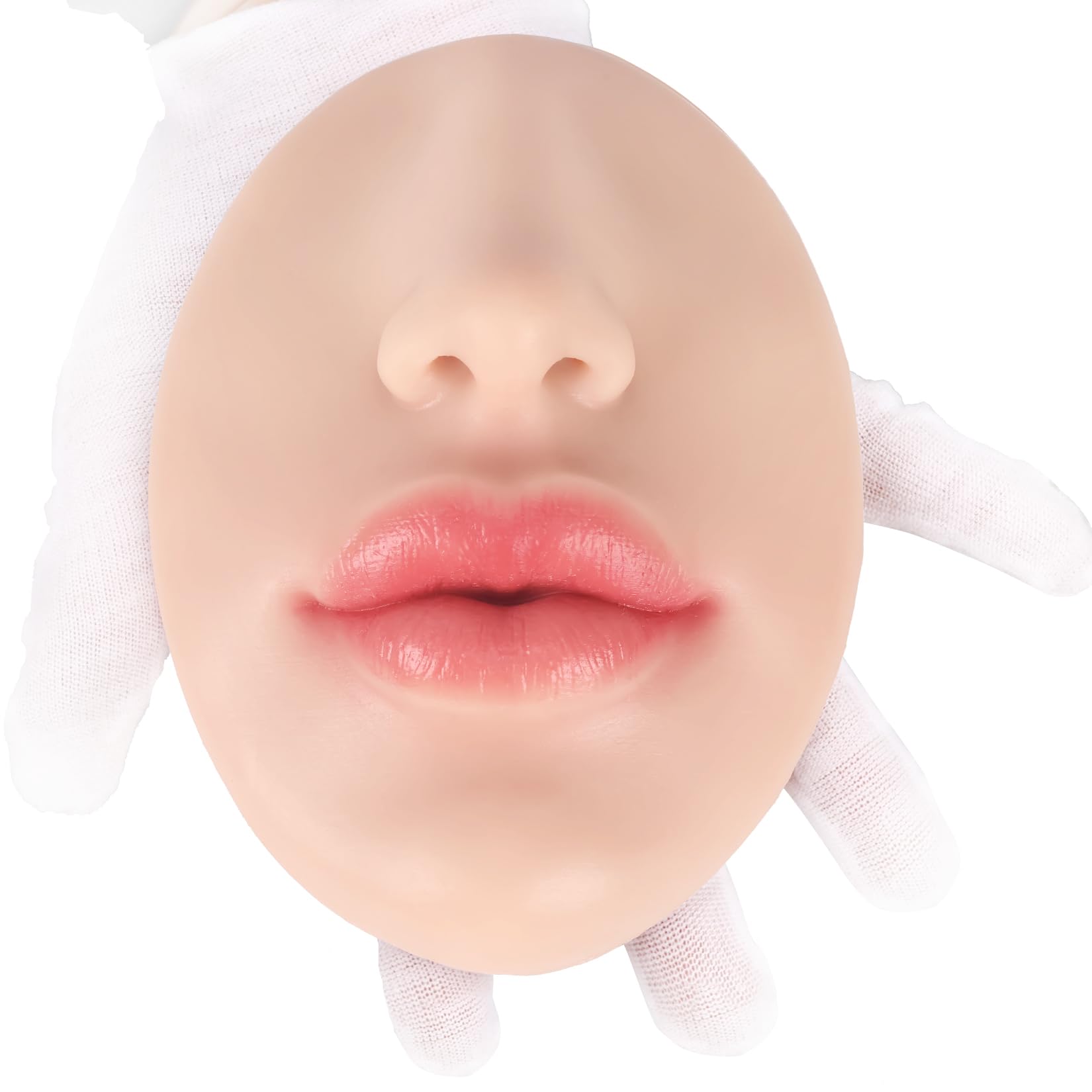 Vnmcry silicone nose-mouth model in ivory for realistic piercing practice and display