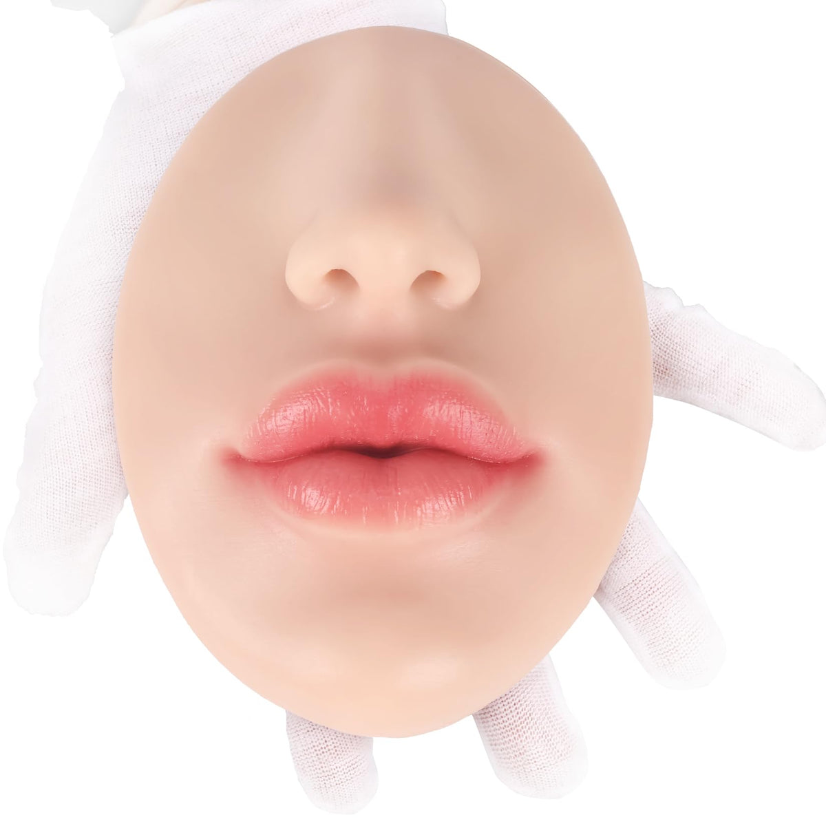 Vnmcry silicone nose-mouth model in ivory for realistic piercing practice and display