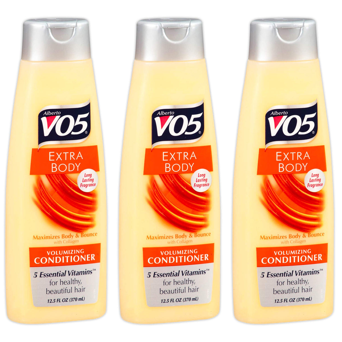 Alberto VO5 Extra Body Volumizing Conditioner bottle in a 3 pack for volumized, manageable hair