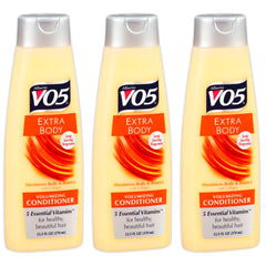 Alberto VO5 Extra Body Volumizing Conditioner bottle in a 3 pack for volumized, manageable hair