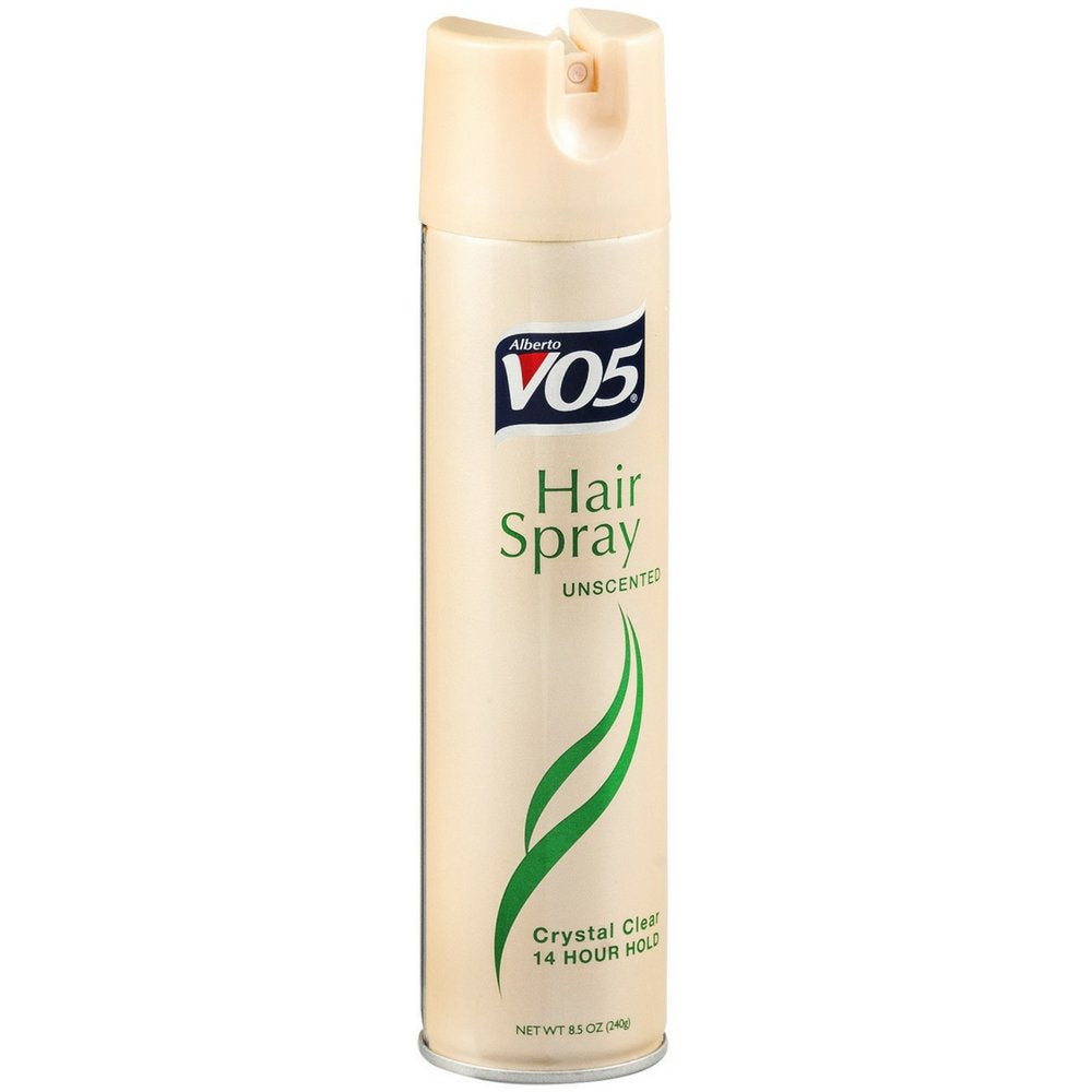 VO5 Extra Body Unscented Hairspray bottle delivering a strong hold with invisible finish for all-day style.