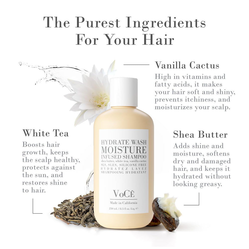 VoCÊ White tea extract highlighting refreshing scent and gentleness.