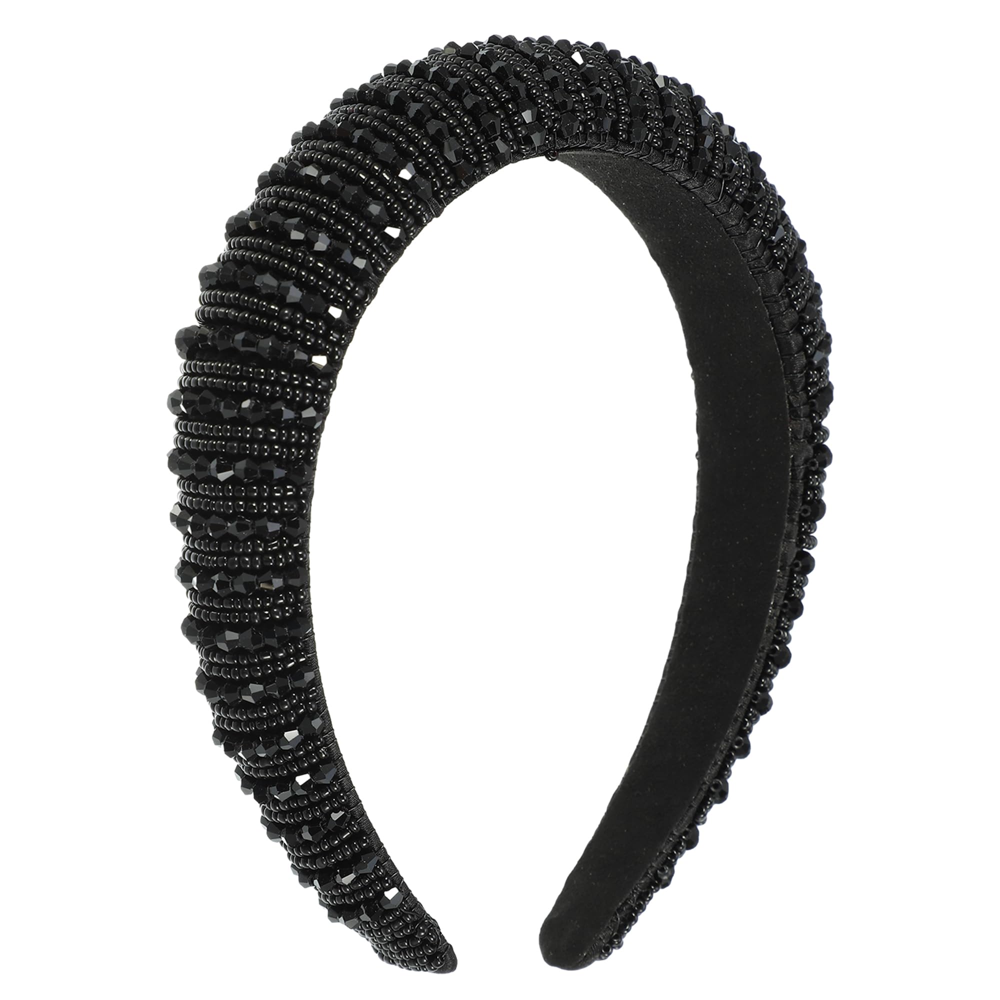 VOCOSTE Crystal Headband closeup reveals rhinestones that add sparkle to evening looks.