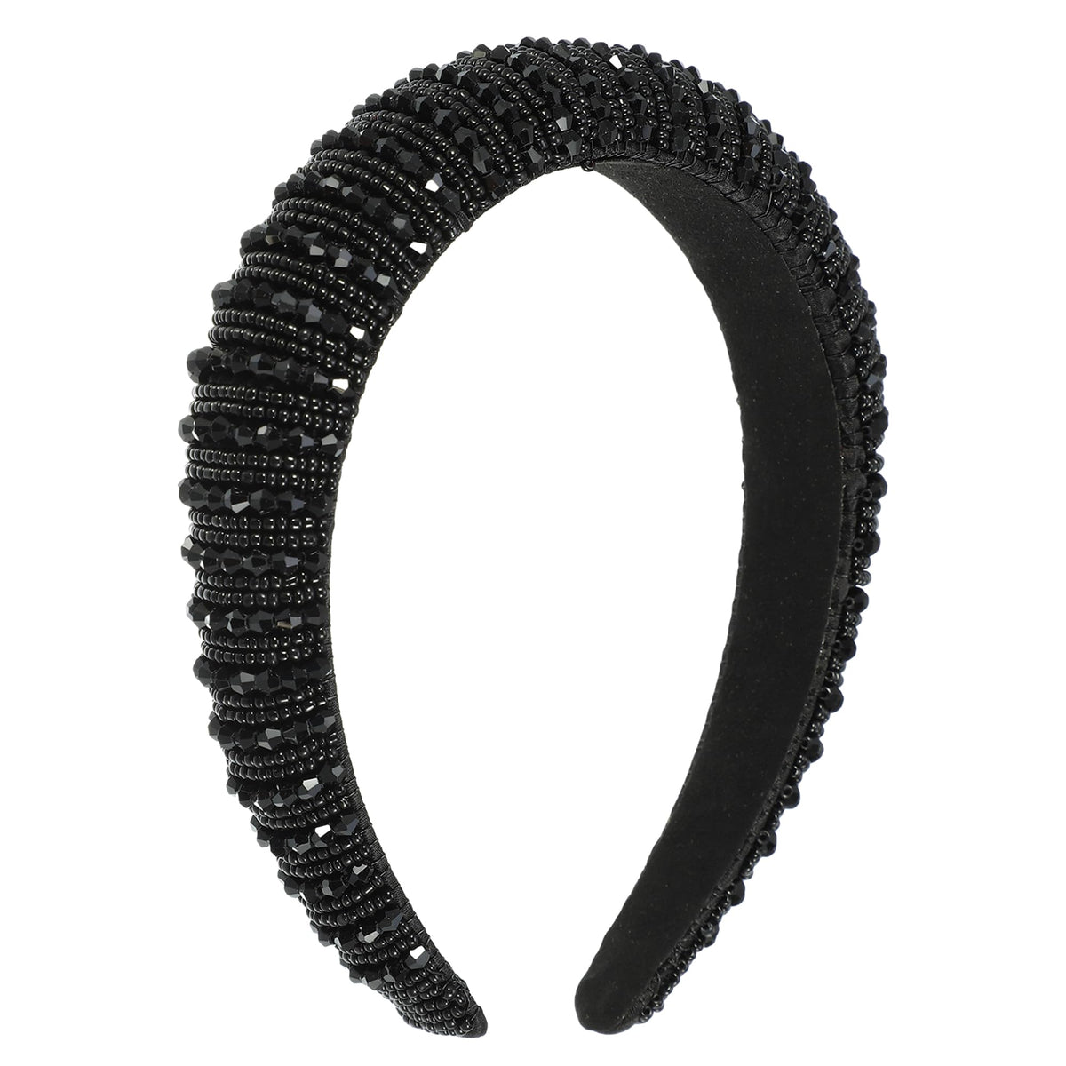 VOCOSTE Crystal Headband closeup reveals rhinestones that add sparkle to evening looks.
