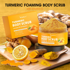 Cruelty-free, paraben-free VOERUY scrub logo emphasizes clean formula.